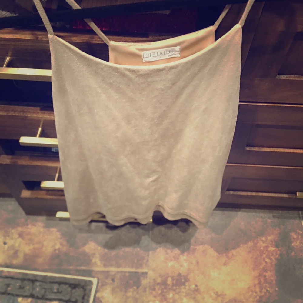 Nude suede looking spaghetti strap shirt